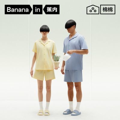 【蕉内】棉棉301H自带胸垫睡衣男女套装短袖短裤情侣家居服春夏优惠商品图片
