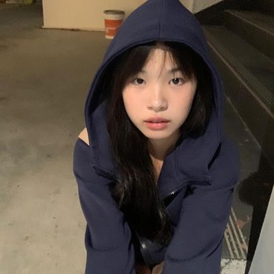 中性风藏青色显白宽松开衫拉链衣ins潮牌美式秋冬季加绒外套卫衣