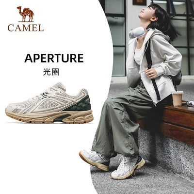 骆驼光圈运动鞋女款复古慢跑鞋2026新款女鞋网面透气跑步鞋休闲鞋