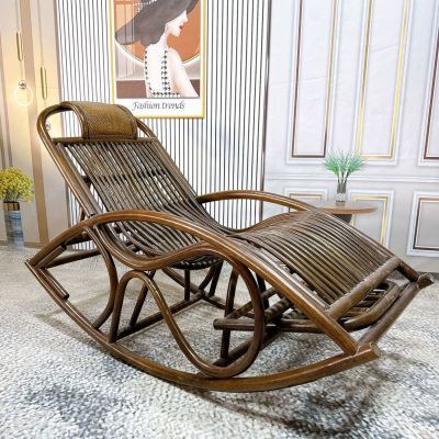 真藤摇椅逍遥藤编家用老人大人午休午睡躺椅阳台懒人休闲摇摇藤椅