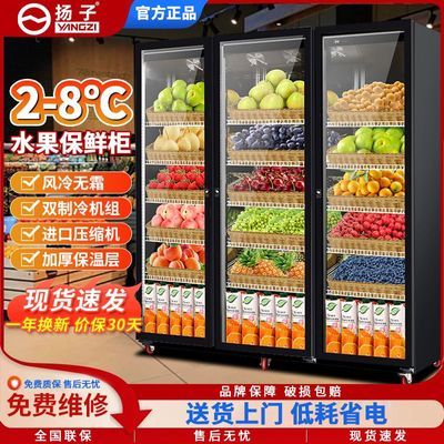 扬子水果冷藏保鲜柜蔬菜展示柜超市冰箱网红双门商用立式冷冰柜