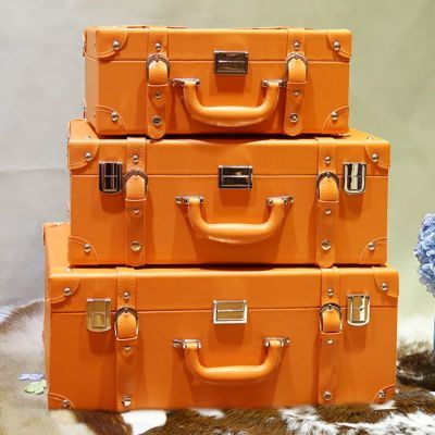 英伦风复古手提箱储物收纳箱庆典必备高端防水设计高档橙色箱子
