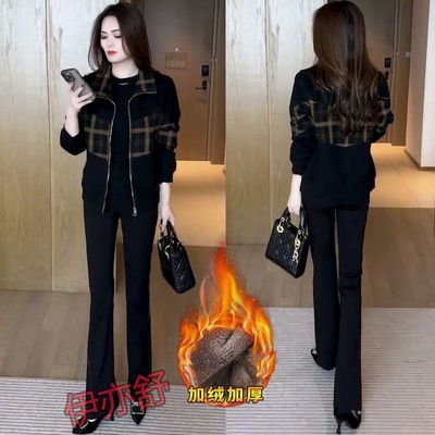 爆款女装秋冬新款休闲减龄洋气百搭时尚短外套夹克加绒加厚女上衣