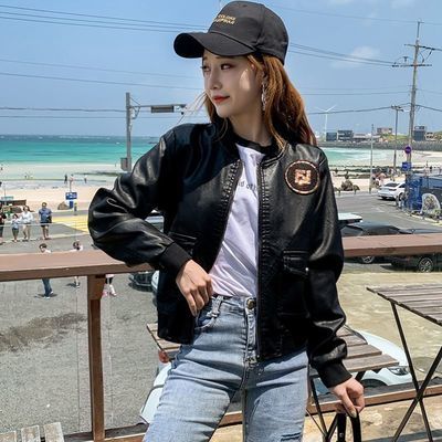 短款皮衣外套女2025年新款时尚亮片小香风机车服女宽松pu皮夹克潮