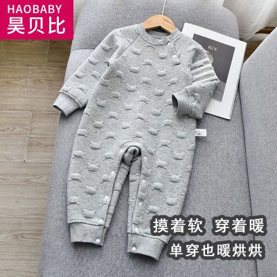 宝宝空气夹棉连体衣婴儿保暖连身衣外穿男女童外出服宽松秋冬