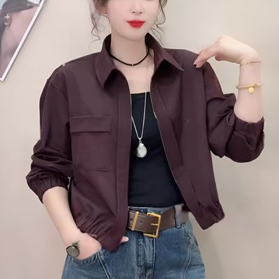 休闲外套女2026秋季新款韩版时尚简约设计感短款宽松百搭夹克上衣