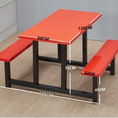 不锈钢简约现代餐饮餐桌组合员工桌子小吃店连体桌椅