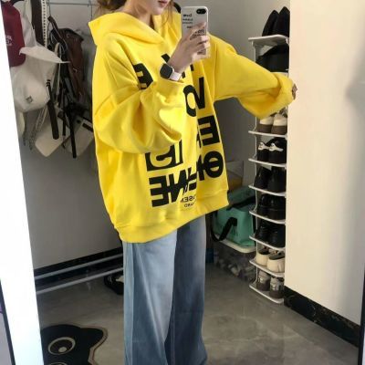 潮牌美式高街字母印花2025时尚通勤连帽卫衣宽松小众百搭上衣ins