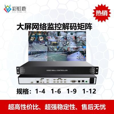 彩虹鹿高清大屏网络监控解码矩阵12屏高效兼容大华海康解码
