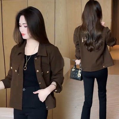 时尚短款外套2025新款宽松显瘦小个子洋气休闲春秋外套女百搭上衣