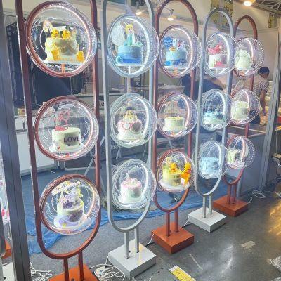 展柜女神金属整装3层可伸缩玻璃透明网红蛋糕架