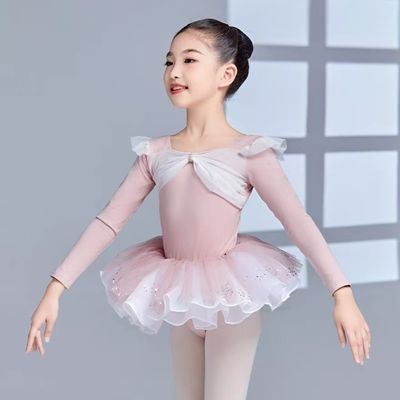 春秋款幼儿练功服民族分体春夏长袖蓬蓬裙连体舞蹈服儿童女跳舞优惠商品图片