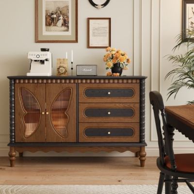 法式复古实木电视柜带抽屉小户型客厅家用落地柜法式餐边柜储物柜