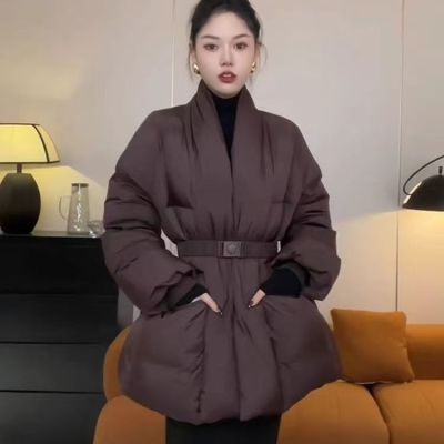 法式收腰棉服女款新款韩版系带收腰显瘦v领棉服女棉袄清仓反季优惠商品图片