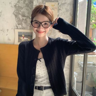 新款春秋冬麻花小香风针织衫开衫女装时尚纽扣韩系短款上衣外套秋