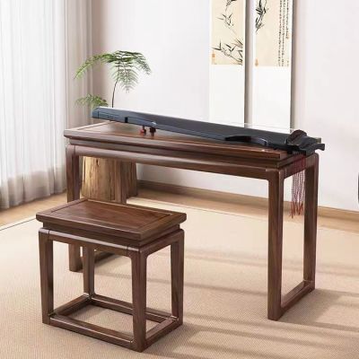 新中式榆木琴桌共鸣古琴桌琴凳实木古筝国学书法书桌仿古禅意桌子