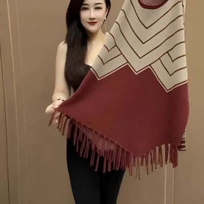 秋冬新款流苏拼接针织衫妈妈时尚中长款减龄上衣洋气打底宽松毛衣