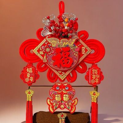中国结新款客厅挂饰大号对联福字春节大红中国结喜庆挂件装饰品清