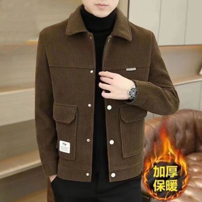 灯芯绒夹克男2025秋季新款休闲时尚气质工装春秋男装修身潮流外套