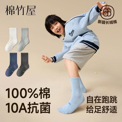 儿童袜子男童纯棉a类秋冬季10A抗菌防臭宝宝男孩运动学生中筒棉袜