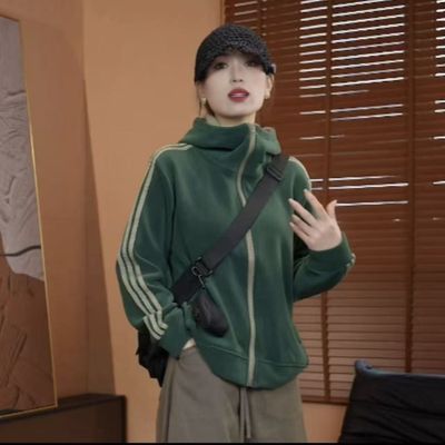 高档双面连帽保暖外套秋冬加厚时尚新款休闲宽松减龄开衫上衣发货
