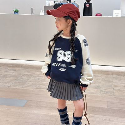 女童韩版美式字母拼色卫衣中大儿童2026秋款休闲百搭运动风上衣潮【15天内发货】