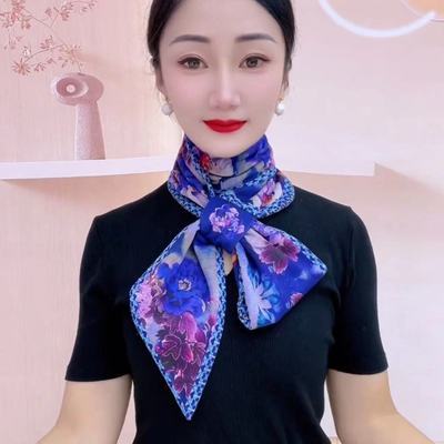 [淼淼专属]秋冬新款彩色花卉螺纹棉古韵耳朵巾围巾