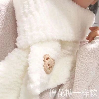 小羊小熊自织围巾珊瑚绒毛线手工编织粗线diy材料包送男女友闺蜜