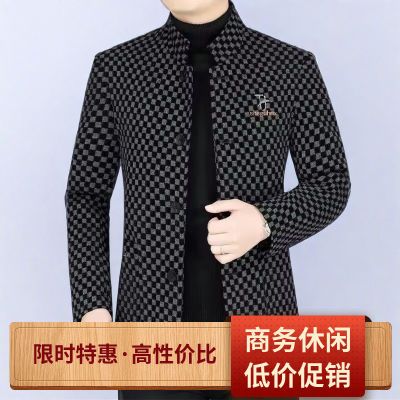 高档毛呢外套男2025新款翻领休闲夹克秋冬商务呢子上衣加绒加厚潮