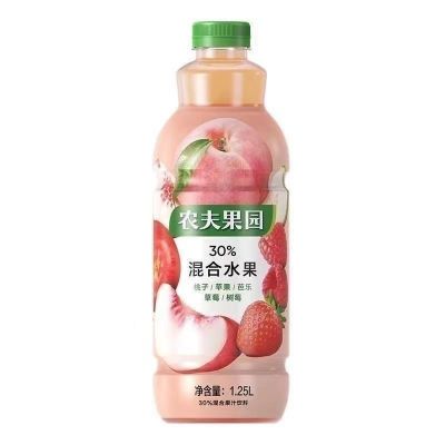 农夫果园30%混合果蔬汁1.25L*2瓶装葡萄苹果桃菠萝家庭装更实惠