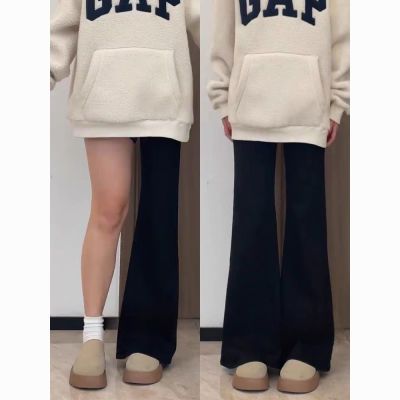 春秋夏大码300斤胖mm高腰窄版松紧微喇裤休闲宽松显瘦遮肉黑色裤