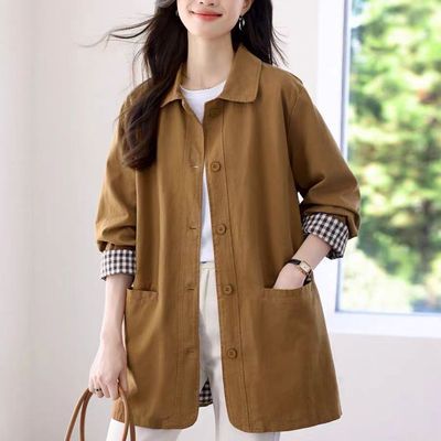 高档女秋装中老年风衣春秋外套女中长款新中式百搭中老年  外套【7天内发货】