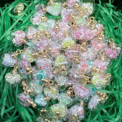 夜光流沙爱心瓶碎钻玻璃球diy手链项链耳挂件钥匙扣车挂手工配件