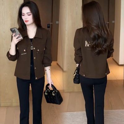 时尚短款外套女2025秋季新款宽松显瘦小个子休闲外套夹克百搭薄款