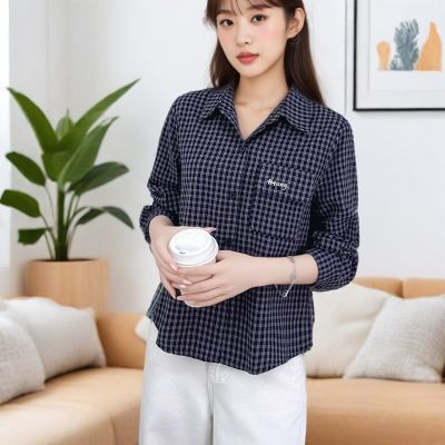 2025爆款复古秋季纯棉新款格子宽松长袖洋气衬衫休闲衬衣外套上衣【9月20日发完】优惠商品图片