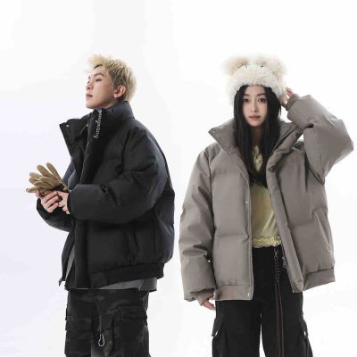 冬季立领加厚韩版棉袄刺绣PU皮棉衣男宽松保暖冬装棉服情侣美式潮