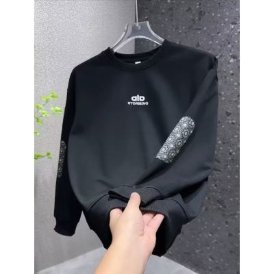 新款秋冬长袖卫衣时尚潮流印花圆领百搭上衣休闲男士T恤打底