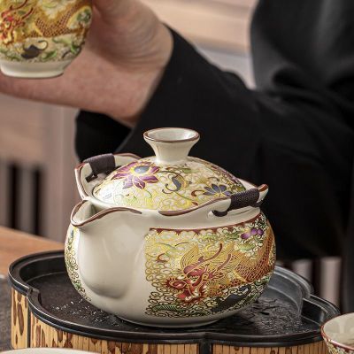新中式汝窑高颜值手抓壶高档茶壶家用陶瓷功夫茶具新款泡茶壶陶瓷