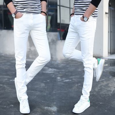 2025 秋冬季新款 男士白色中腰牛仔裤 修身弹力 百搭休闲潮流