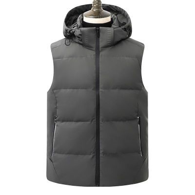 波家拆标脱卸帽80鸭绒加绒加厚冬加大码男保暖石墨烯高档羽绒马甲