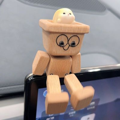 【手头腿可动】车载抖腿木头人车内装饰品解压中控屏车摆件