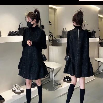 秋冬新款百搭小香风气质套装减龄连衣裙背心马甲裙打底衫