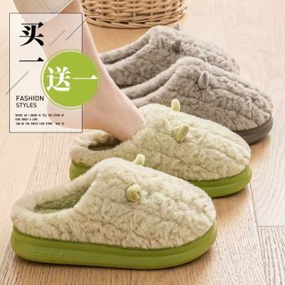 买一送一棉拖鞋冬季室内2025厚底新款情侣家居防滑保暖棉拖鞋女款