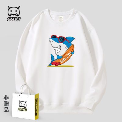 怪兽日记2025秋冬鲨鱼圆领卫衣男女同款宽松百搭休闲时尚套头外套