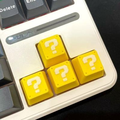 3d打印键帽模型超级R4马里奥个性多色问号创意十字机械键盘