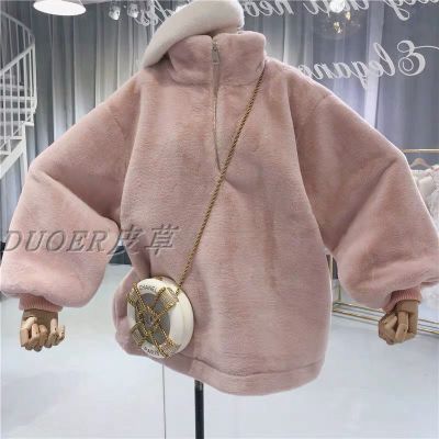 防寒慵懒风秋冬款ins韩版加厚保暖棉衣套头毛毛外套卫衣女新款