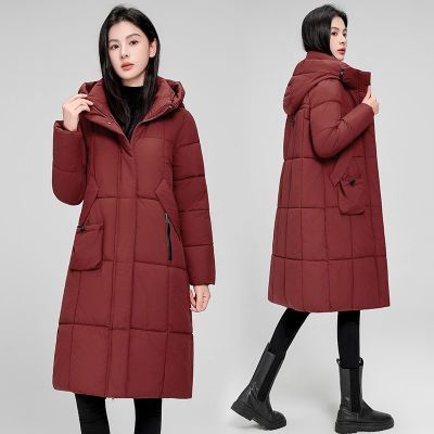 2025年保暖棉服外套过膝新款棉衣加厚长款连帽宽松大码正品冬季