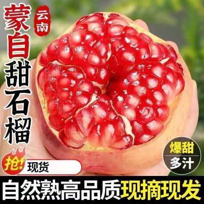 【皮薄粒大】云南的蒙自硬籽老树薄皮甜石榴现摘水果整箱新鲜批发