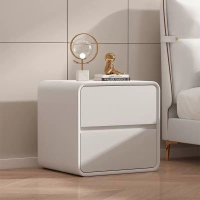 简约现代奶油风实木免漆E0级轻奢床头柜卧室家用收纳储物柜多层