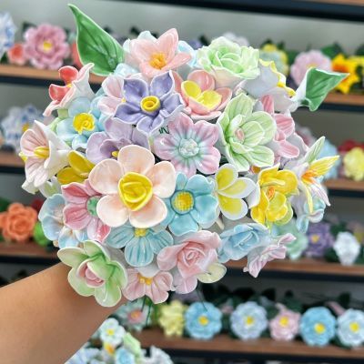 景德网红手工陶瓷永生仿真花创意桌面礼物陶瓷花手工礼物一岁一礼